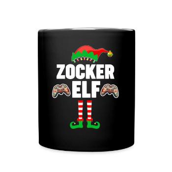 Weinachten Weihnachtself Gamer Zocker Gaming Elfen - Tasse einfarbig - Schwarz - Vorne