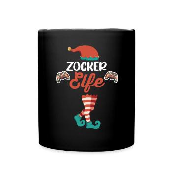 Weinachten Weihnachtself Gamer Zocker Gaming Elfen - Tasse einfarbig - Schwarz - Vorne