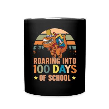 Rugissement dans 100 jours d’amoureux des dinosaures à l’école - Mug uni - noir - Devant