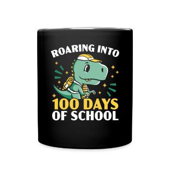 Rugissement dans 100 jours d’amoureux des dinosaures à l’école - Mug uni - noir - Devant