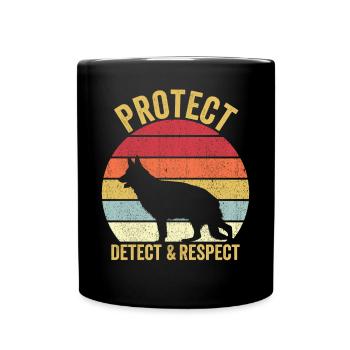 Polizist Polizeihund Vintage - Tasse einfarbig - Schwarz - Vorne