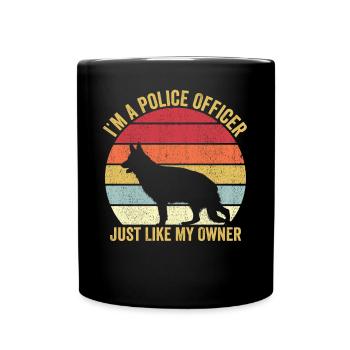 Polizist Polizeihund Vintage - Tasse einfarbig - Schwarz - Vorne
