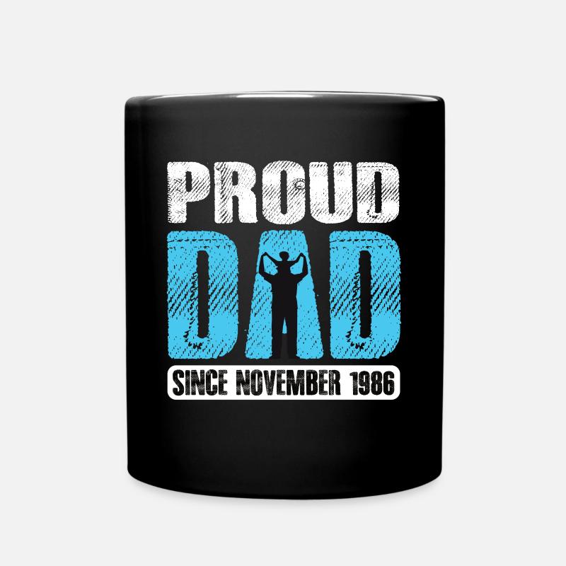 Proud Dad Since November 1986 - Full Colour Mug - black