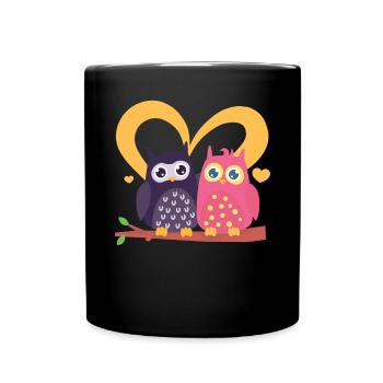 Hibou Saint-Valentin Jour des cœurs Cupidon Bird Lover - Mug uni - noir - Devant