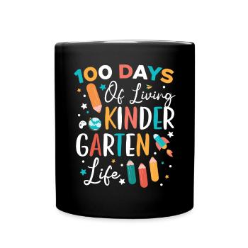 100 Tage Leben Kindergarten Leben Schule - Tasse einfarbig - Schwarz - Vorne