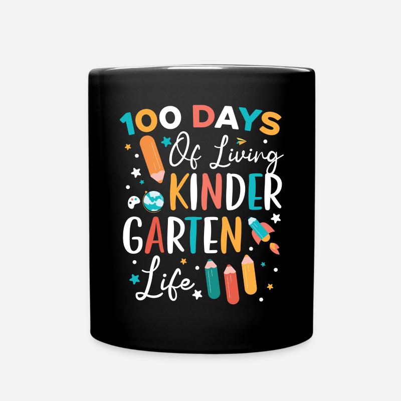 100 Tage Leben Kindergarten Leben Schule - Tasse einfarbig - Schwarz