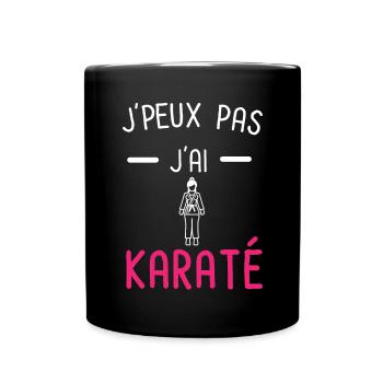 je peux pas j'ai karaté rose - Mug uni - noir - Devant