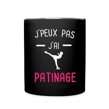 je peux pas j'ai patinage rose - Mug uni - noir - Devant