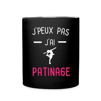 je peux pas j'ai patinage sport rose - Mug uni - noir - Devant