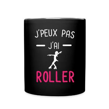 je peux pas j'ai roller rose - Mug uni - noir - Devant