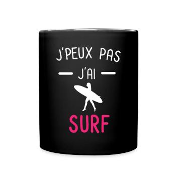 je peux pas j'ai surf board rose - Mug uni - noir - Devant
