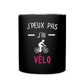 je peux pas j'ai vélo cyclisme rose - Mug uni - noir - Devant