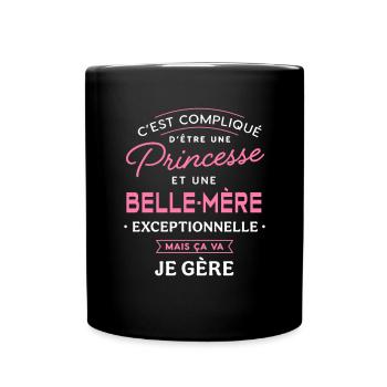 Princesse et belle mère exceptionnelle belle-maman - Mug uni - noir - Devant