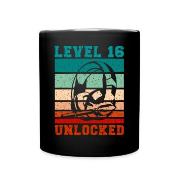 Level 16 unlocked Headphones for Gamer Quotes - Tasse einfarbig - Schwarz - Vorne