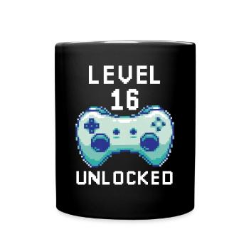 Level 16 unlocked Headphones for Gamer Quotes - Full Colour Mug - black - Front