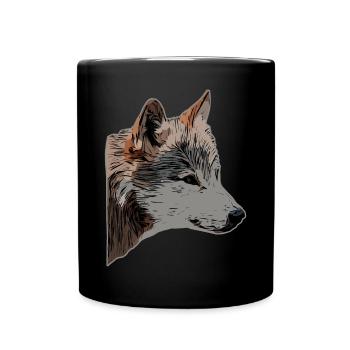 Tête de loup motif d’animal sauvage imprimé avec loup - Mug uni - noir - Devant