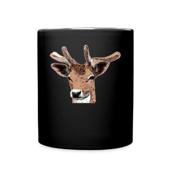 Hirsch Waldtier Design - Tasse einfarbig - Schwarz - Vorne
