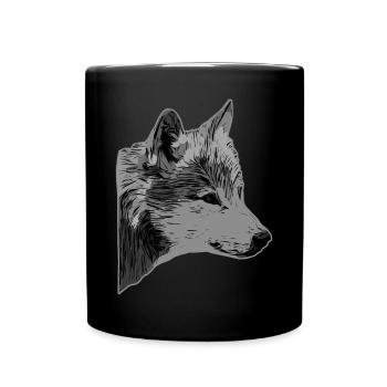 Tête de loup motif d’animal sauvage imprimé avec loup - Mug uni - noir - Devant
