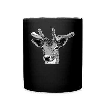 Hirsch Waldtier Design - Tasse einfarbig - Schwarz - Vorne