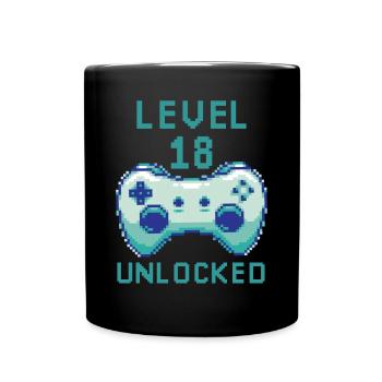 Level 18 unlocked Headphones for Gamer Quotes - Full Colour Mug - black - Front