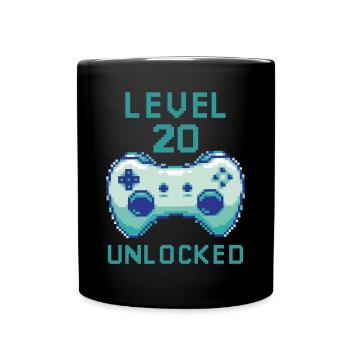 Level 20 unlocked Headphones for Gamer Quotes - Full Colour Mug - black - Front