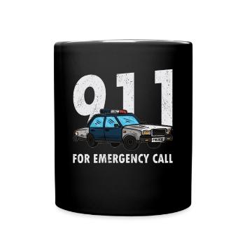 Policier pour l’appel d’urgence Uniforme de police - Mug uni - noir - Devant