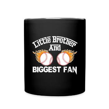 Petit frère et plus grand fan de baseball - Mug uni - noir - Devant