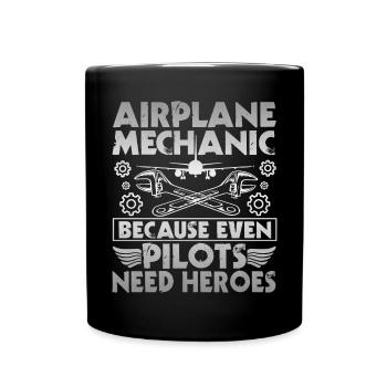 Flugzeugpilot Des Flugzeugmechanikers - Tasse einfarbig - Schwarz - Vorne