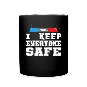 Policier Je garde tout le monde en uniforme de police en sécurité - Mug uni - noir - Devant