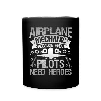 Flugzeugpilot Des Flugzeugmechanikers - Tasse einfarbig - Schwarz - Vorne