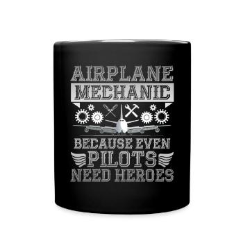 Flugzeugpilot Des Flugzeugmechanikers - Tasse einfarbig - Schwarz - Vorne