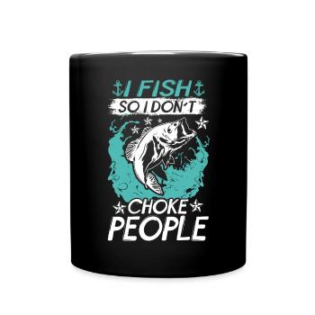 Je pêche pour ne pas étouffer les gens - Mug uni - noir - Devant