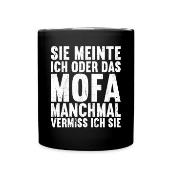 Mofa Mofas Moped Zweirad Mofafahrer Rollerfahrer - Tasse einfarbig - Schwarz - Vorne