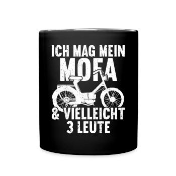 Mofa Moped Zweirad Mofafahrer Rollerfahrer - Tasse einfarbig - Schwarz - Vorne