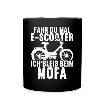 Mofa Moped Rollerfahrer - Tasse einfarbig - Schwarz - Vorne