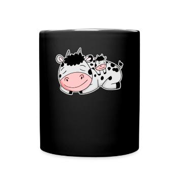 Cow with baby cow - Full Colour Mug - black - Front