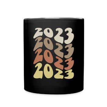 2023 In Vier Farben - Tasse einfarbig - Schwarz - Vorne