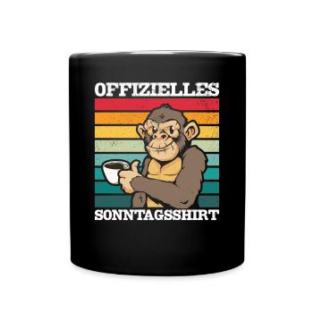 Affen Kaffee - Offizielles Sonntagsshirt Orang-Uta - Tasse einfarbig - Schwarz - Vorne