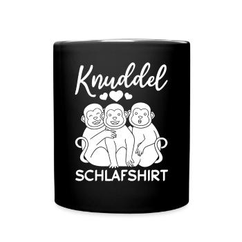 Knuddel Schlafshirt Affen - Süße Affen Orang-Utan - Tasse einfarbig - Schwarz - Vorne