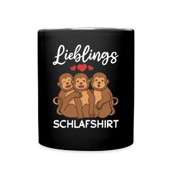 Lieblings Schlafshirt Affen - Süße Affen - Tasse einfarbig - Schwarz - Vorne