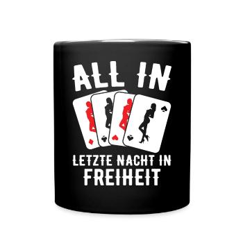 Poltern JGA Mann Bräutigam Junggesellenabschied - Tasse einfarbig - Schwarz - Vorne