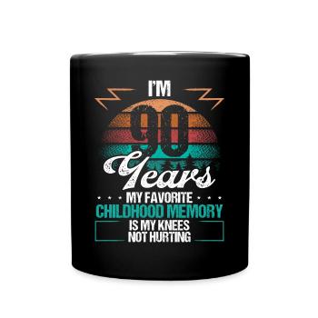 90 Year Old Knee Injury Humor Funny Birthday Idea - Full Colour Mug - black - Front