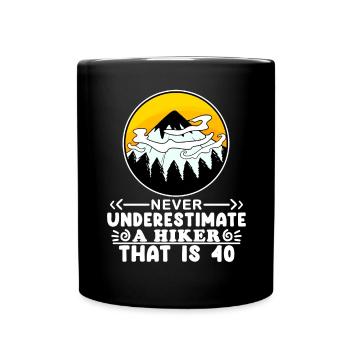 Wandern 40 Jahre alt - Tasse einfarbig - Schwarz - Vorne