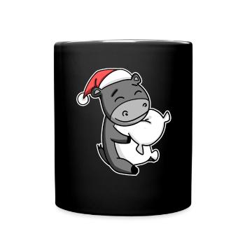 Esel Weihnachten Schlafen Schlaf Ausschlafen - Tasse einfarbig - Schwarz - Vorne