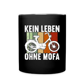 Mofa Mofas Moped Zweirad Mofafahrer Rollerfahrer - Tasse einfarbig - Schwarz - Vorne