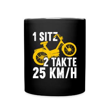 Mofa Mofas Moped Zweirad Mofafahrer Rollerfahrer - Tasse einfarbig - Schwarz - Vorne