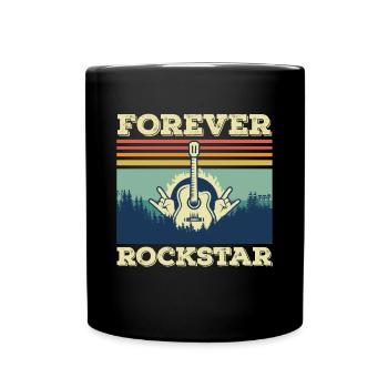 Gitarre Retro Gitarrist Rockgitarre Musiker Sänger - Tasse einfarbig - Schwarz - Vorne