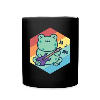Netter Gitarrist-Frosch-Gitarren-Rockgitarren-Musi - Tasse einfarbig - Schwarz - Vorne