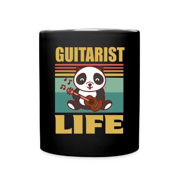 Gitarre Niedlicher Panda-Gitarrist Rockgitarren-Gi - Tasse einfarbig - Schwarz - Vorne