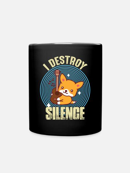 Guitare Destroy Silence Nice Fox guitariste Rockgi - Mug uni - noir
